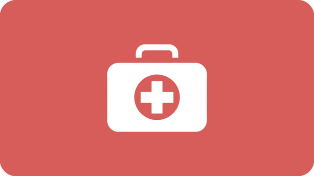 First Aid Kit Icon with White Cross for Emergency Healthcare Medical Support and Safety Design