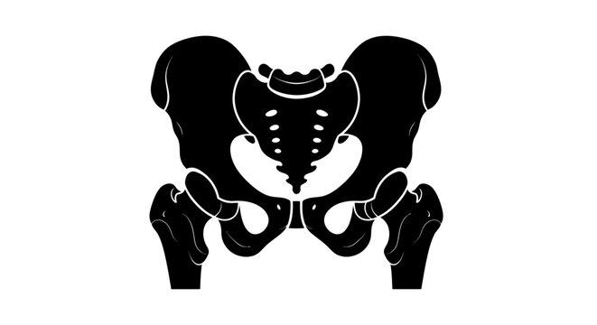 Human pelvis silhouette on a white background