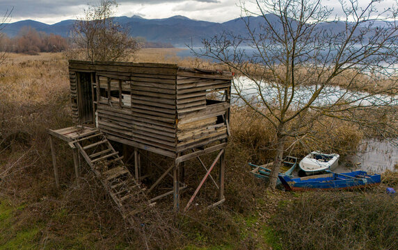 wooden hut in the lake