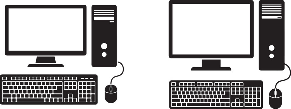 Desktop computer icon, personal PC flat vector icon, pc monitor icon, Vector illustration 
