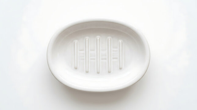 Minimalist white ceramic soap dish with vertical drainage ridges for bathroom hygiene and modern clean home decor organization
