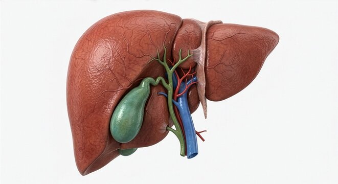 Human Liver and Gallbladder Anatomy &ndash; Bile Flow, Metabolism and Detoxification Medical Illustration