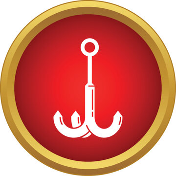 Grappling hook symbol inside a red circle with a golden frame