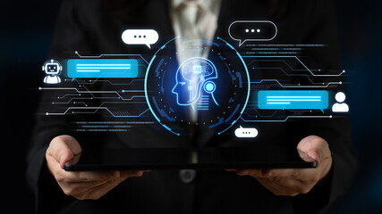 Futuristic AI assistant with autonomous agent capabilities, AI natural language understanding, and seamless business workflow AI integration. AI for modern productivity and tech solutions. Corpus © InfiniteFlow