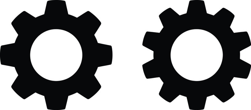 Gear icon setting sign vector illustration for software applications, system controls, and digital interface design projects.