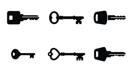 Set of six black keys © PURE VECTOR WORK