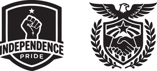 Fototapeta premium Independence pride emblems with eagle and fist