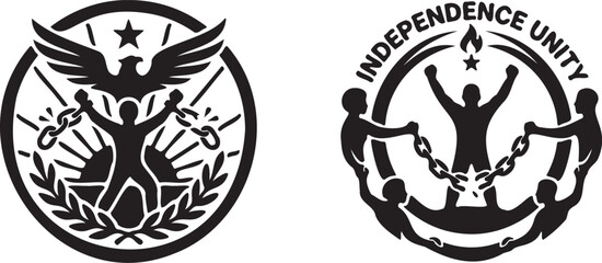 Fototapeta premium Black and white unity and independence icons