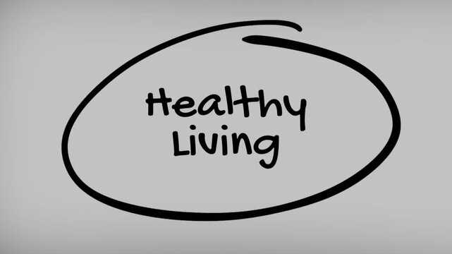 Healthy Living Hand Writing Text on Glass Screen