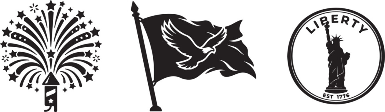 American independence day icons