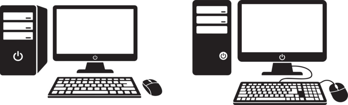 Desktop computer icon, personal PC flat vector icon, pc monitor icon, Vector illustration 