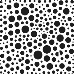 Fototapeta premium Seamless black and white dotted pattern background with circular vector design