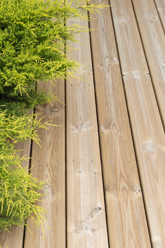 Terrasse en bois d'un jardin