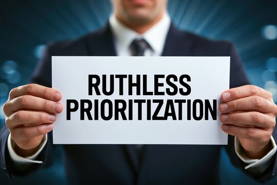 Businessman Highlighting the Importance of Ruthless Prioritization Strategy