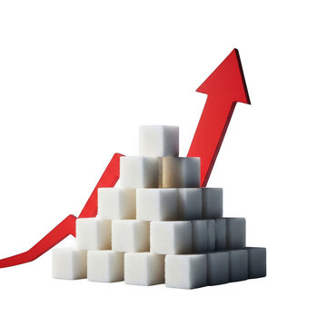Growing stack of cubes with upward arrow