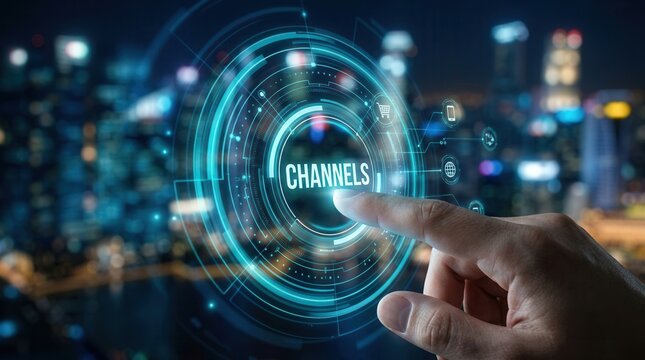 Effective marketing channel strategy concept using online platforms and retail stores to increase sales.