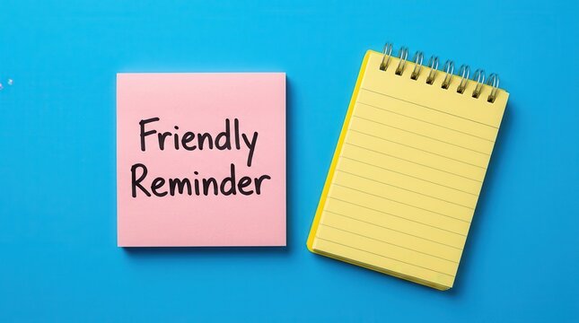A pink sticky note with a friendly reminder written on it.