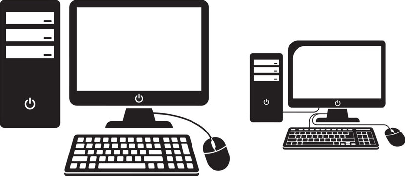 Desktop computer icon, personal PC flat vector icon, pc monitor icon, Vector illustration 