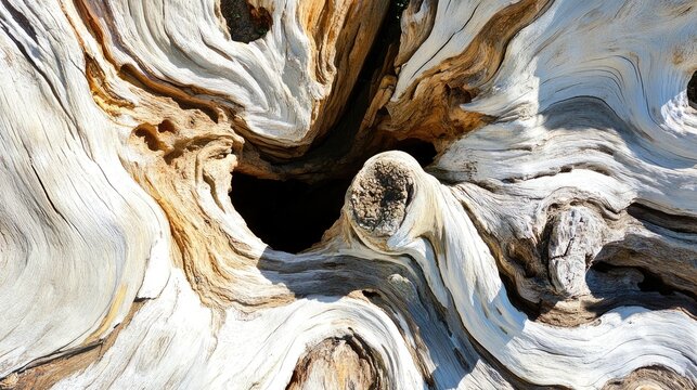 Intricate patterns in the weathered wood grain.