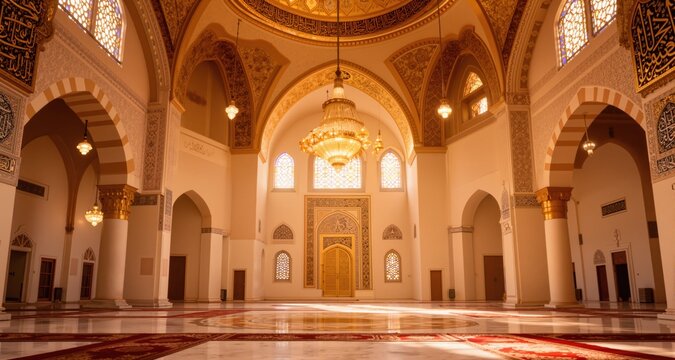 Holy beautiful muslim or arab mosque interior religion concept : Generative AI
