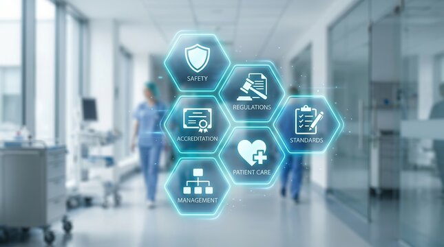 Hospital quality standards and safety regulation monitoring in healthcare facilities.