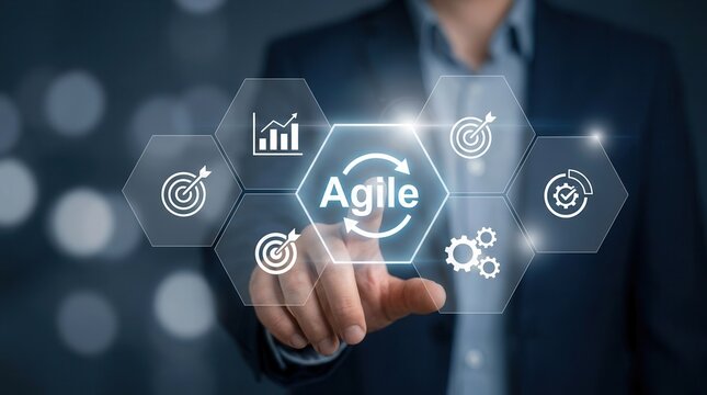 Agile management principles applied to software development and lean management processes.