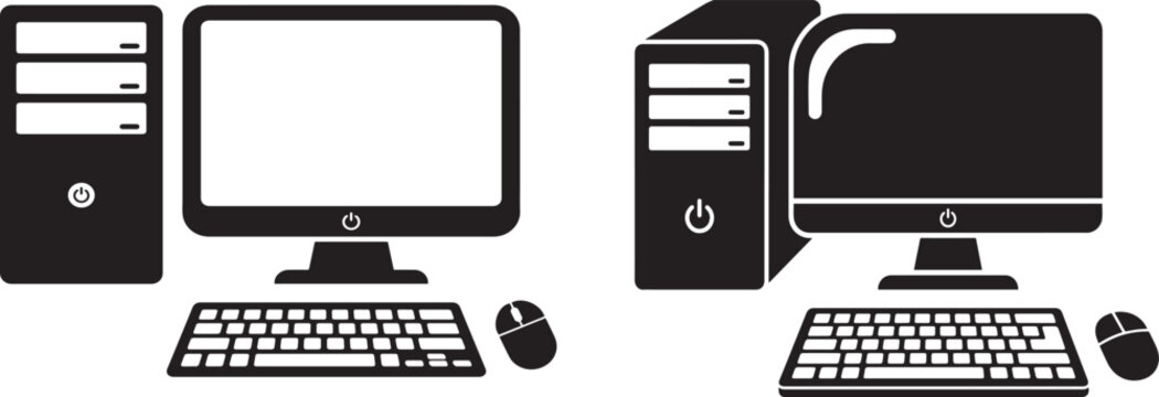 Desktop computer icon, personal PC flat vector icon, pc monitor icon, Vector illustration 