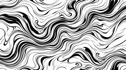 Obraz premium Abstract seamless background, featuring flowing black, liquid marble swirls, on white