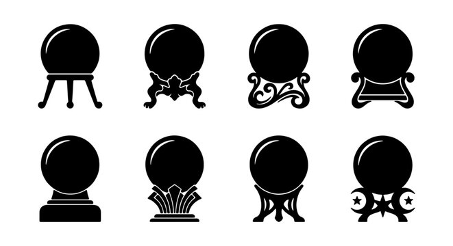 Crystal Ball Icons, Fortune Telling Orbs, Mystical Divination Tools, Psychic Future Symbols