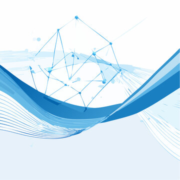 Digital connection concept with flowing blue lines and geometric nodes, minimal aesthetic