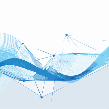Abstract blue wave with upward arrow symbolizing growth and success