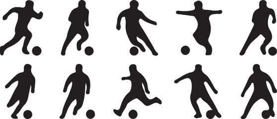 Black silhouettes of soccer players kicking ball © Md. Musaddik Rahman