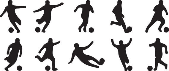 Black silhouettes of soccer players kicking ball © Md. Musaddik Rahman