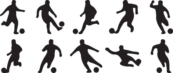 Black silhouettes of soccer players kicking balls © Md. Musaddik Rahman