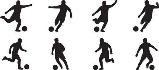 Black silhouettes of soccer players kicking ball © Md. Musaddik Rahman