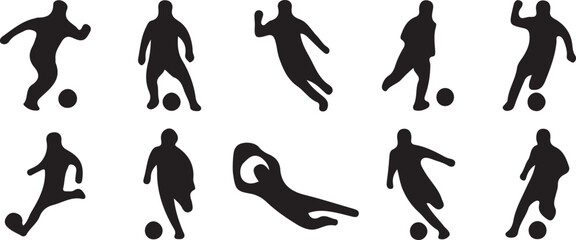 Black silhouettes of soccer players kicking ball © Md. Musaddik Rahman