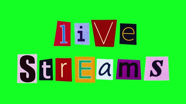 Vivid Live Streams Visuals, Energetic Typography Designed For Streaming Channel Branding And Growth, Vibrant Cutout Text Emphasizing Live Broadcasts Suited For Banners And Promotional Thumbnails