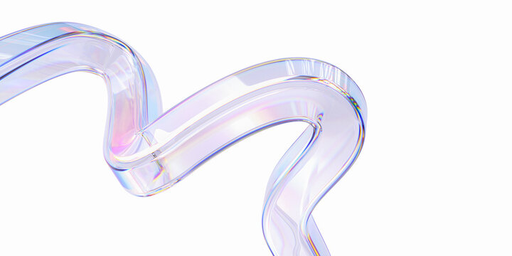 3d glass streamline design element, abstract pipe shaped wave, 3d rendering