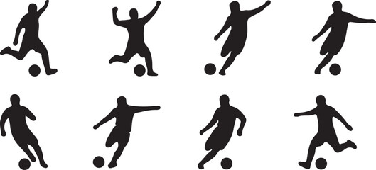 Black silhouettes of soccer players kicking ball © MdAshfakurRahman