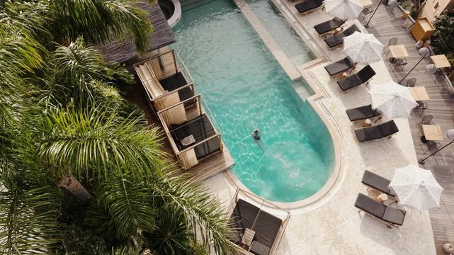 woman swimming in a pool