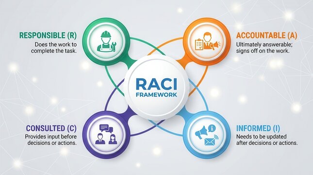 RACI framework diagram for project management role clarity and accountability
