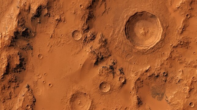 Detailed texture of the Mars surface showing red dust and craters.