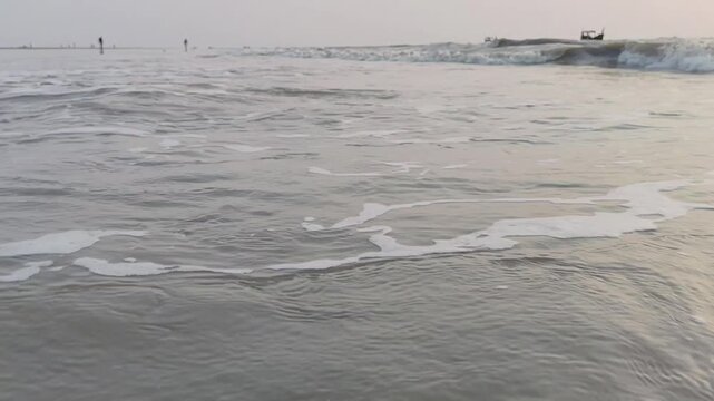 Aerial View of Cox&rsquo;s Bazar Seascape Along the Vast Sandy Beach on the South Coast of Bangladesh During Summer Travel Vacation