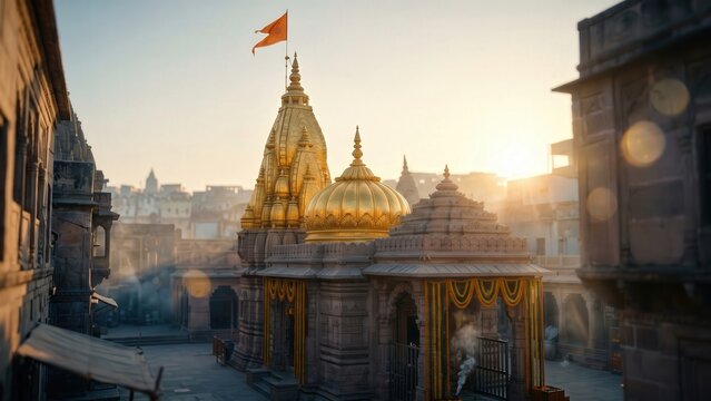 Kashi Vishwanath Golden Temple Exterior &ndash; Sacred Varanasi Architecture