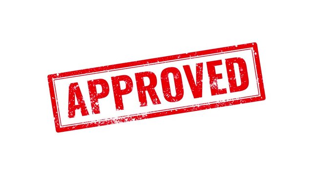 Red approved rubber stamp seal with grunge texture