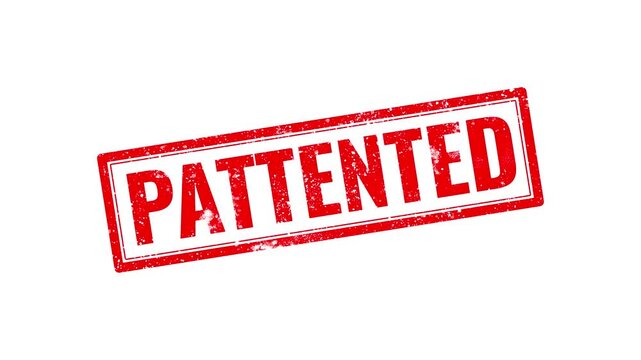Red patented rubber stamp icon