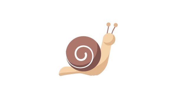 Snail cartoon 3d animation on white background