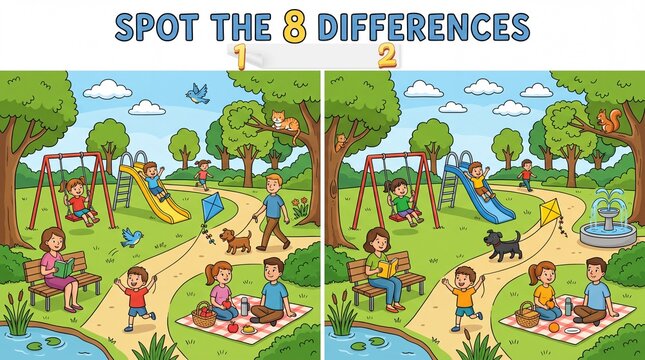 Spot the Difference Game: Children on the Playground