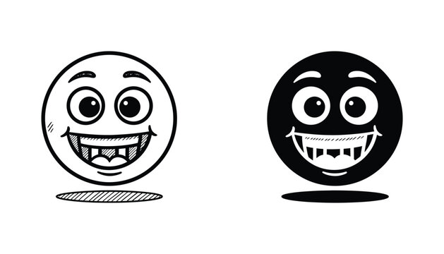 Smiling emoji face with missing tooth vector illustration set