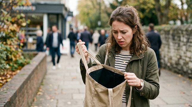 Forgetful Woman Realizing She Left Something Behind